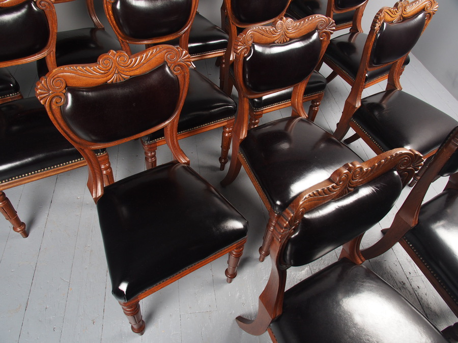 Antique Antique Set of 14 William IV Scottish Oak Dining Chairs