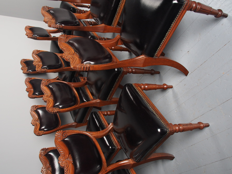 Antique Antique Set of 14 William IV Scottish Oak Dining Chairs