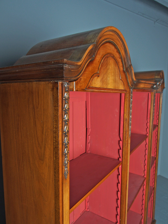 Antique Antique Georgian Style Walnut Bow-Front Open Bookcase