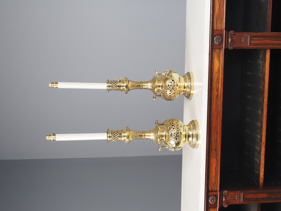 Antique Antique Pair of Cast Brass Persian Style Lamps