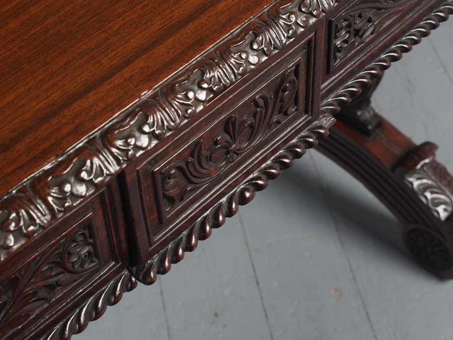 Antique William IV Anglo-Indian Padouk Library Table