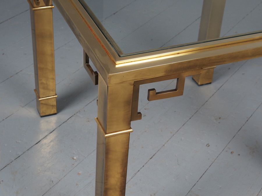 Antique Mid-Century Brass and Glass Top Coffee Table