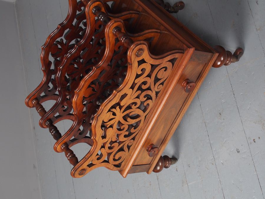 Antique Antique Victorian Rosewood Foliate Design Canterbury