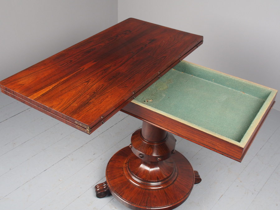 Antique Antique William IV Rosewood Foldover Tea Table