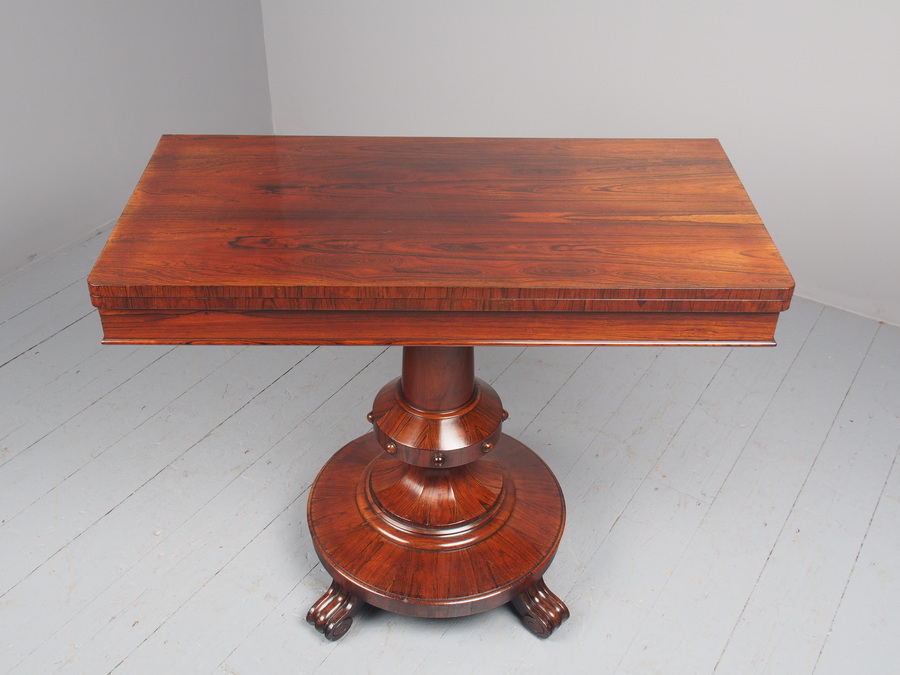 Antique Antique William IV Rosewood Foldover Tea Table