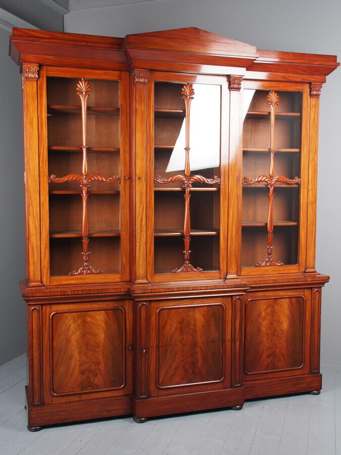 Antique Antique George IV Mahogany Breakfront Library Bookcase