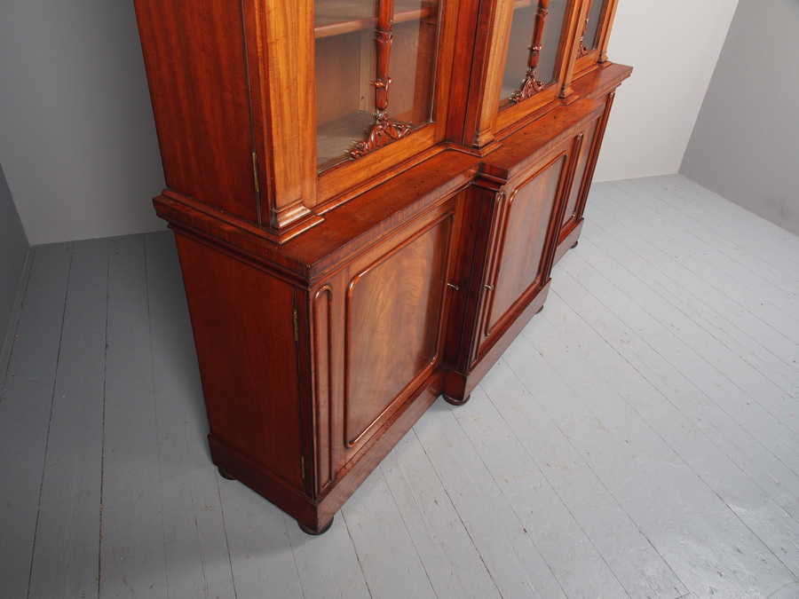 Antique Antique George IV Mahogany Breakfront Library Bookcase