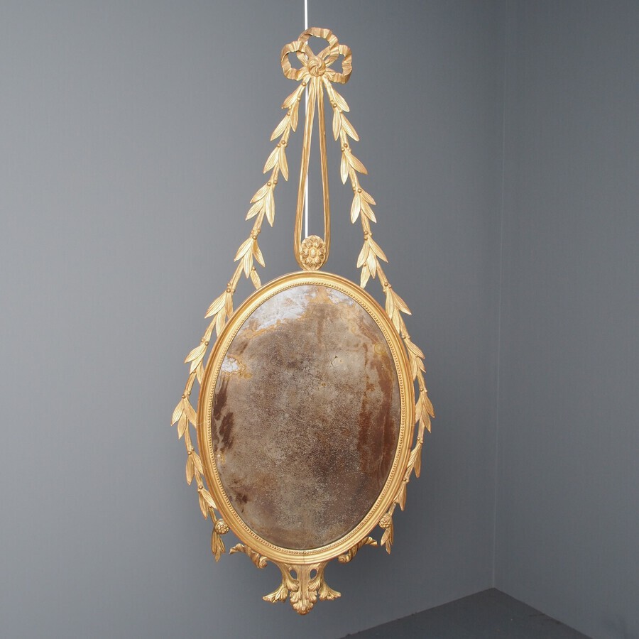 Antique Antique Adam Style Giltwood Wall Mirror