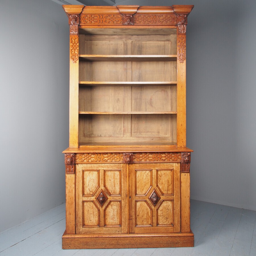 Antique Antique Victorian Golden Oak Open Bookcase