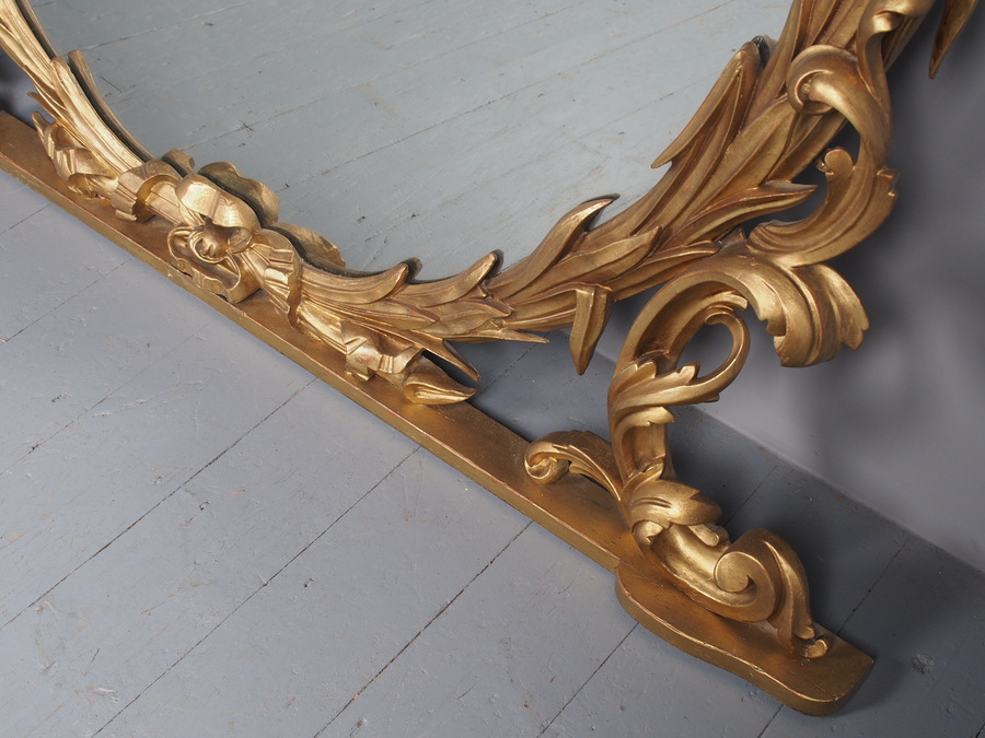 Antique Victorian Carved Wood Gilded Overmantel Mirror