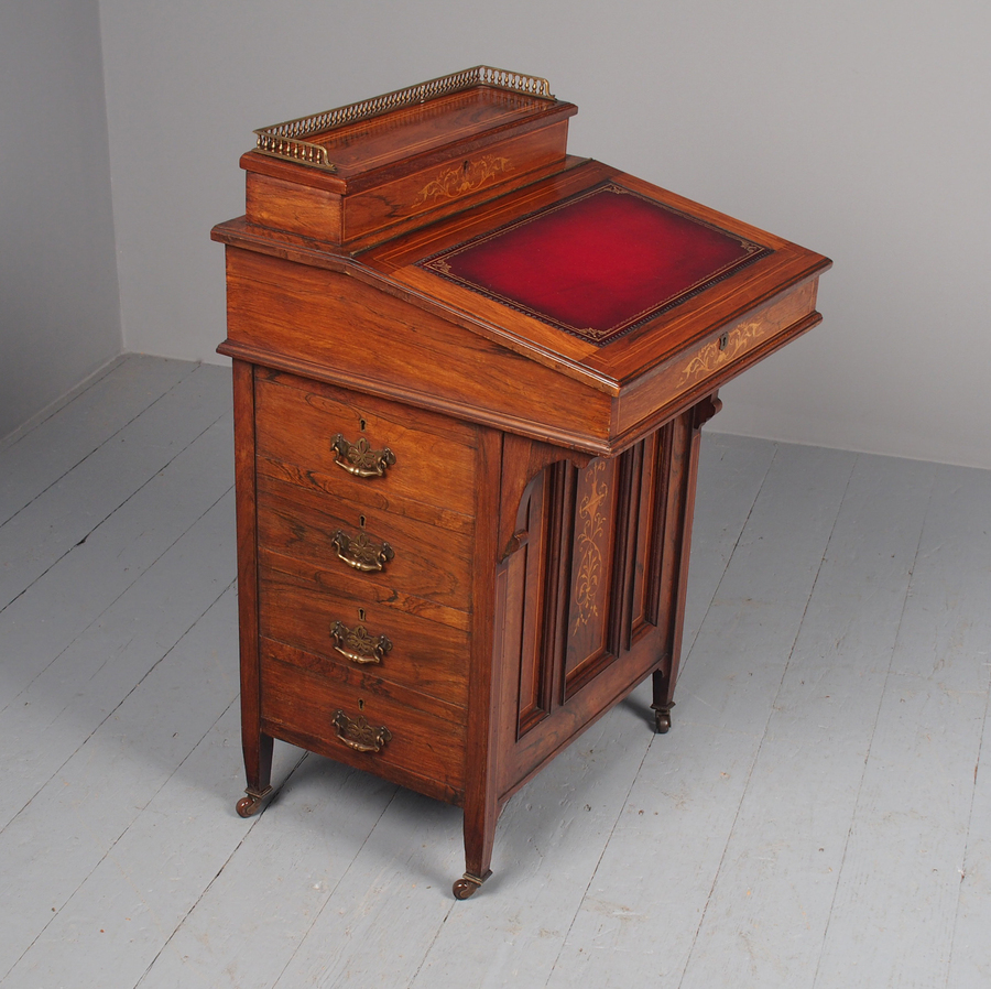 Antique Antique Inlaid Rosewood Davenport Desk