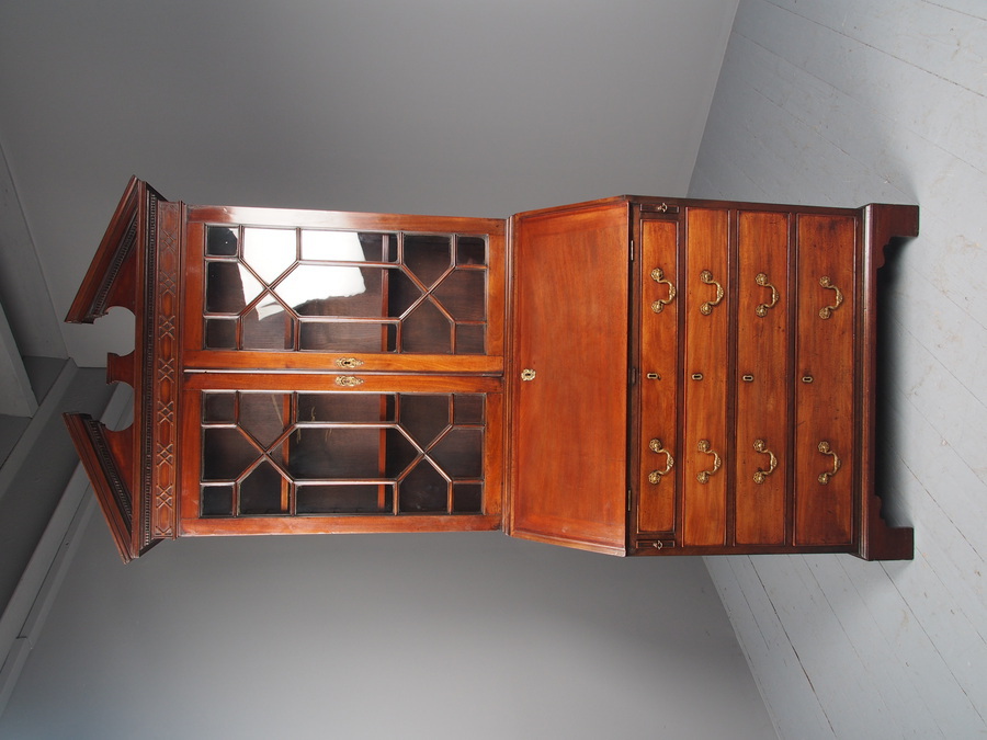 Antique Antique George III Mahogany Bureau Bookcase