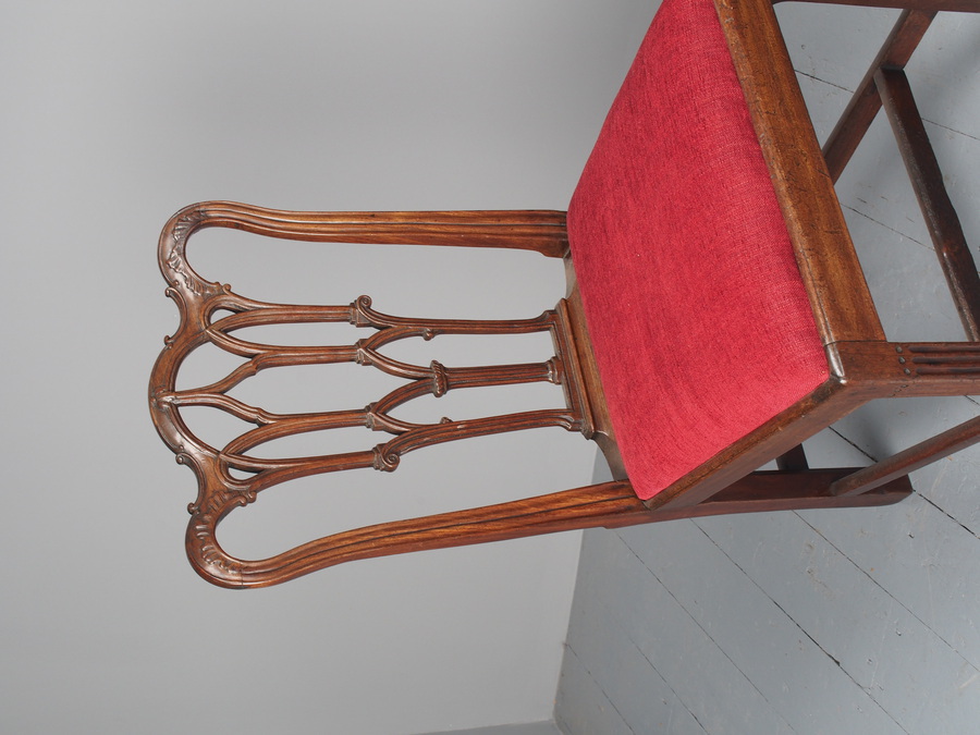 Antique Antique Gothic Chippendale Style Mahogany Side Chair