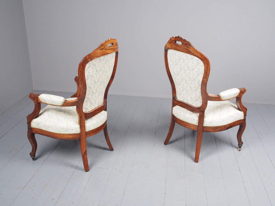 Antique Antique Pair of French Rosewood Armchairs