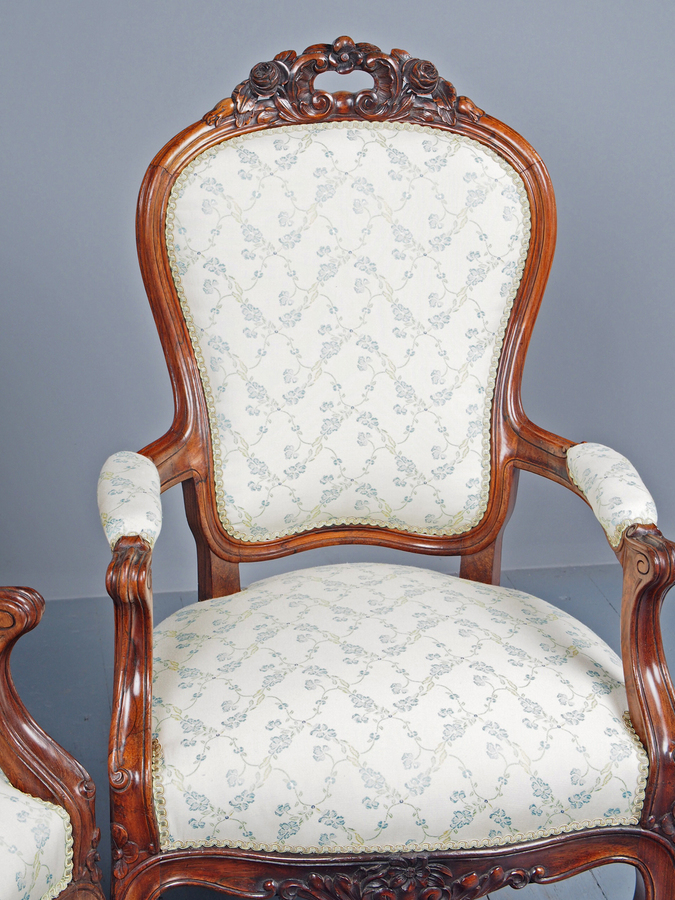 Antique Antique Pair of French Rosewood Armchairs