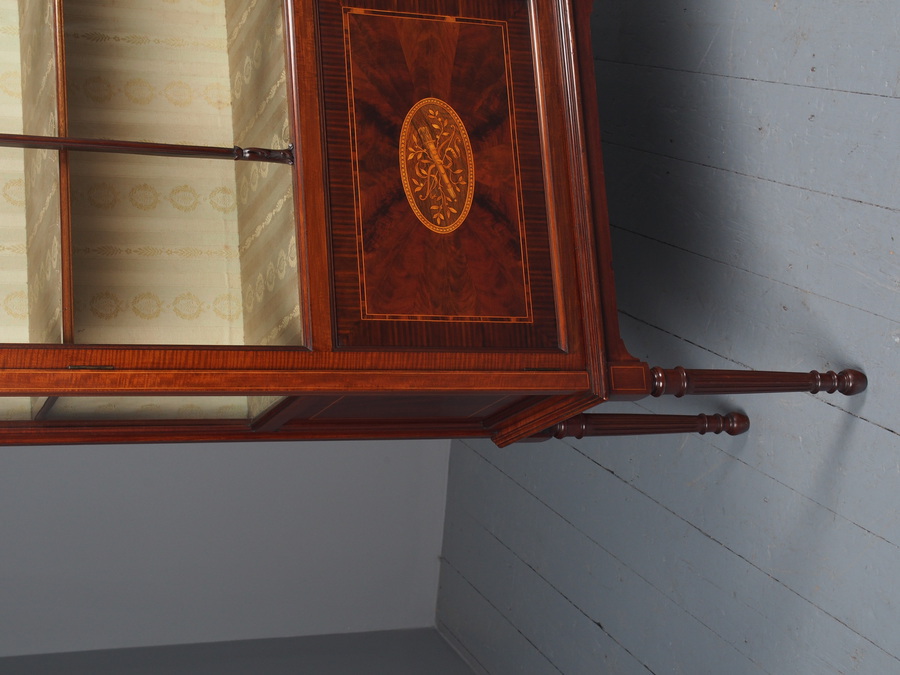 Antique Antique Sheraton Style Inlaid Mahogany Display Cabinet