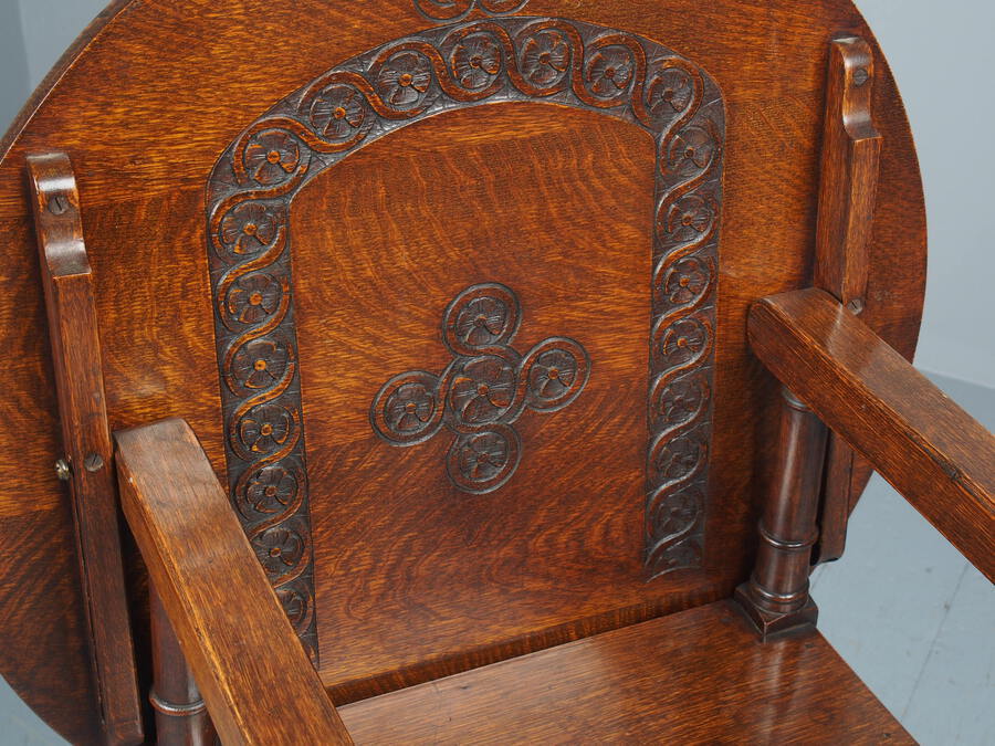 Antique Unusual Antique Oak Hall Chair