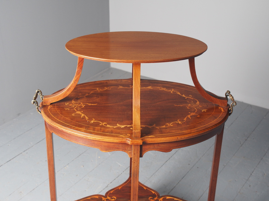Antique Antique Sheraton Style Inlaid Mahogany Oval Etagere