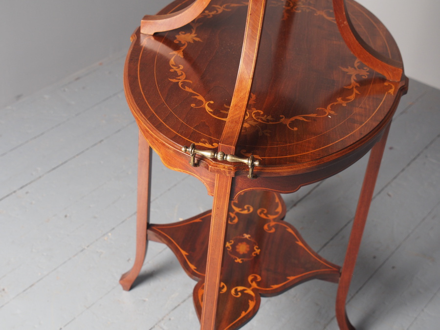 Antique Antique Sheraton Style Inlaid Mahogany Oval Etagere