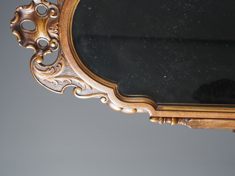 Antique Queen Anne Style Walnut Mirror by Whytock and Reid