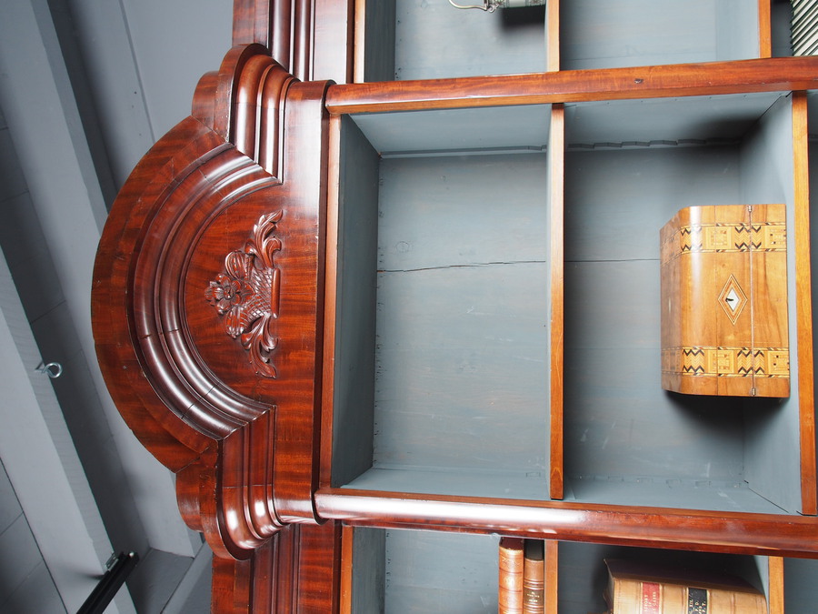 Antique Antique Victorian Mahogany Open Breakfront Bookcase