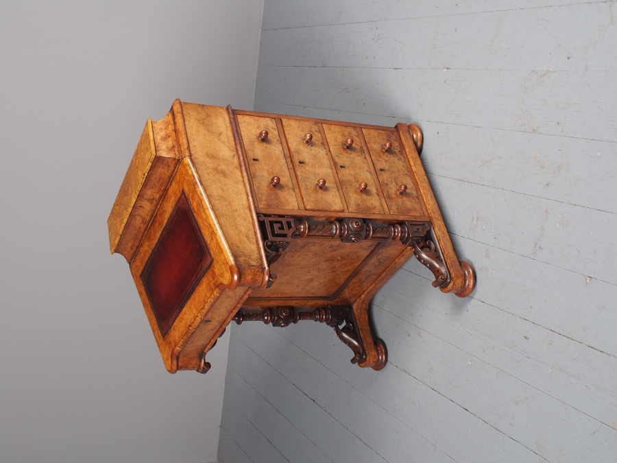 Antique Antique Mid-Victorian Burr Walnut Davenport Desk
