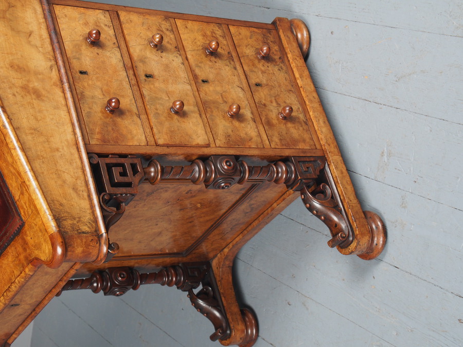 Antique Antique Mid-Victorian Burr Walnut Davenport Desk