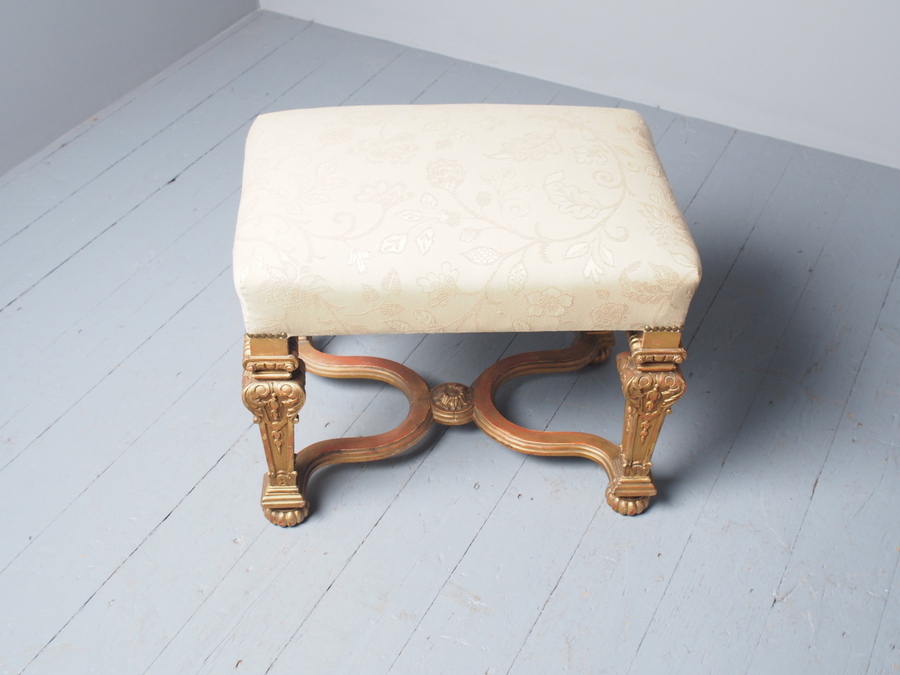 Antique Antique Carved Giltwood Baroque Style Stool