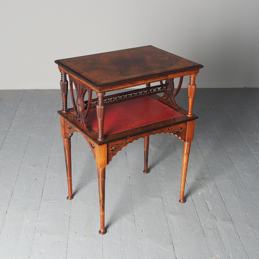 Antique Victorian Inlaid Rosewood Book Stand Table