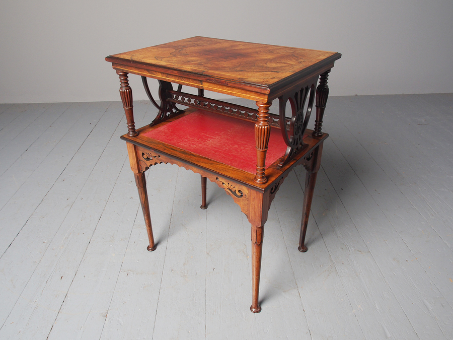 Antique Victorian Inlaid Rosewood Book Stand Table