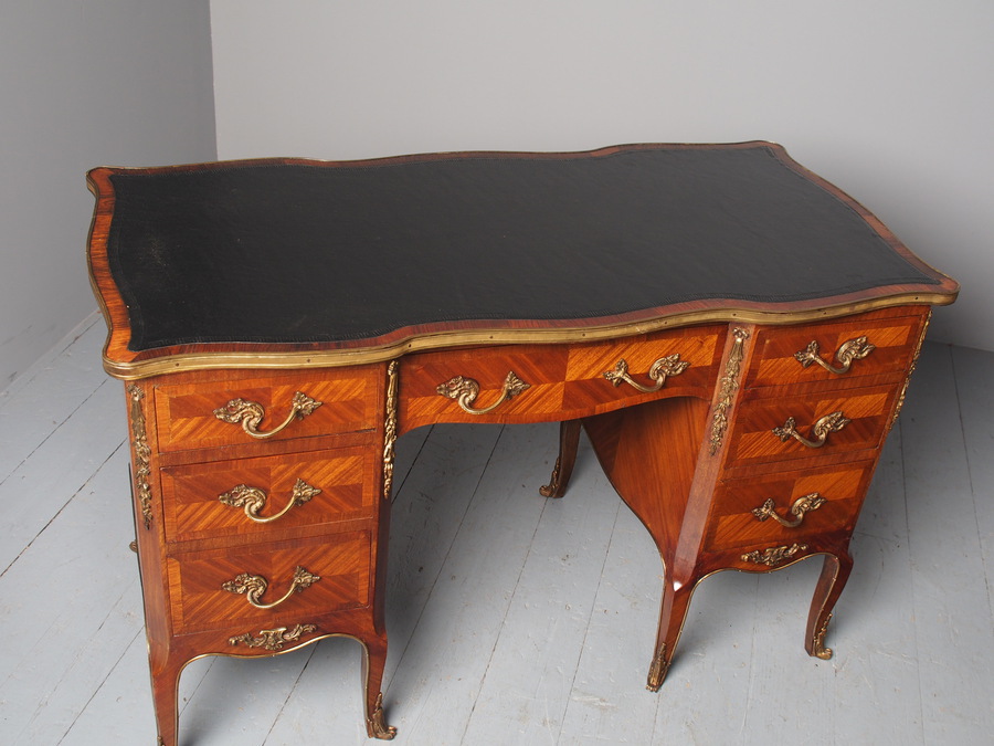 Antique Louis XV Style Mahogany and Rosewood Ladies Kneehole Desk