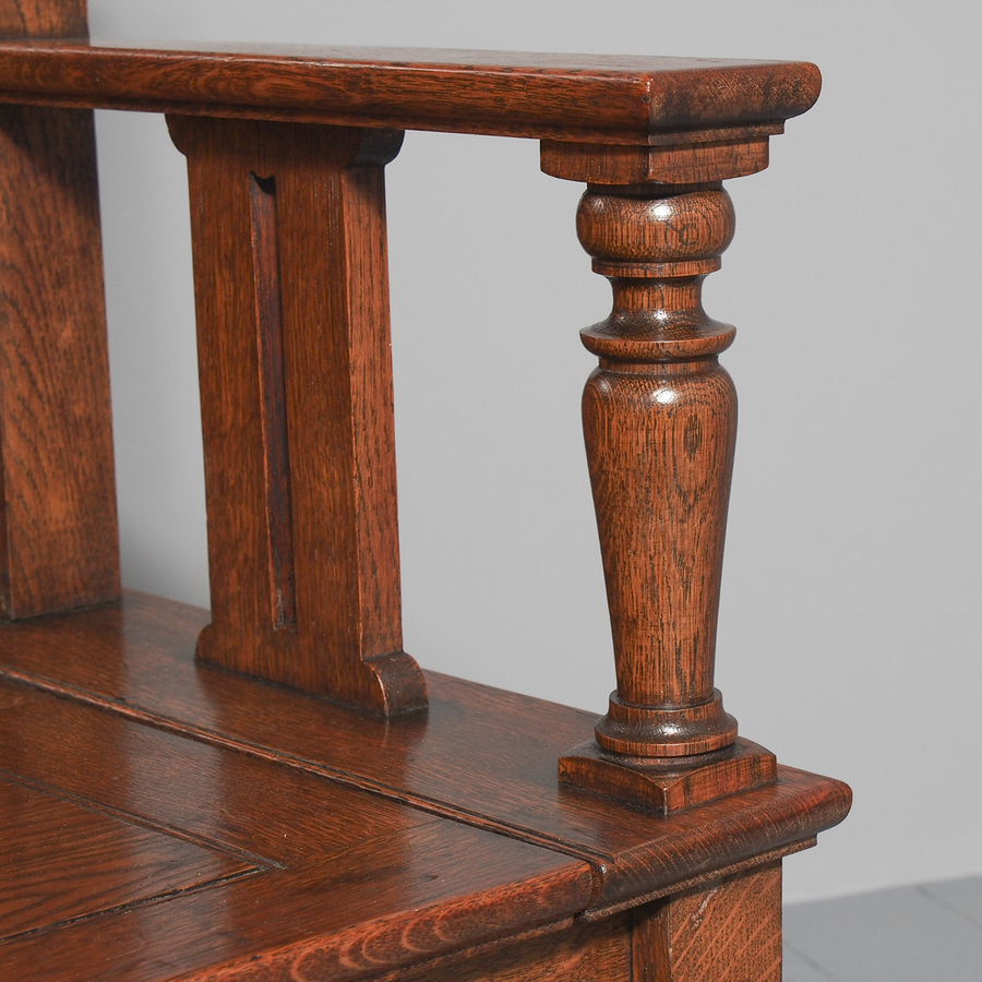 Antique Arts and Crafts Influence Oak Hall Bench