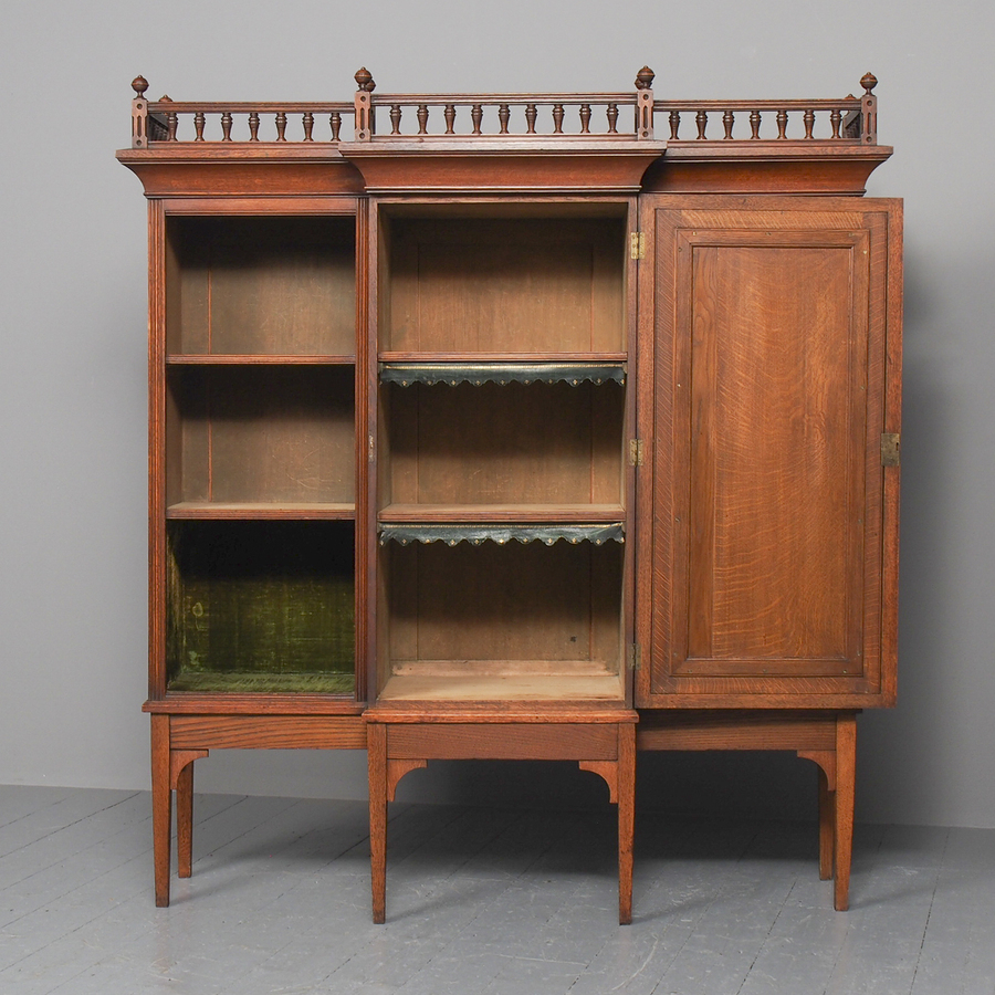 Antique Oak and Painted Aesthetic Movement Bookcase
