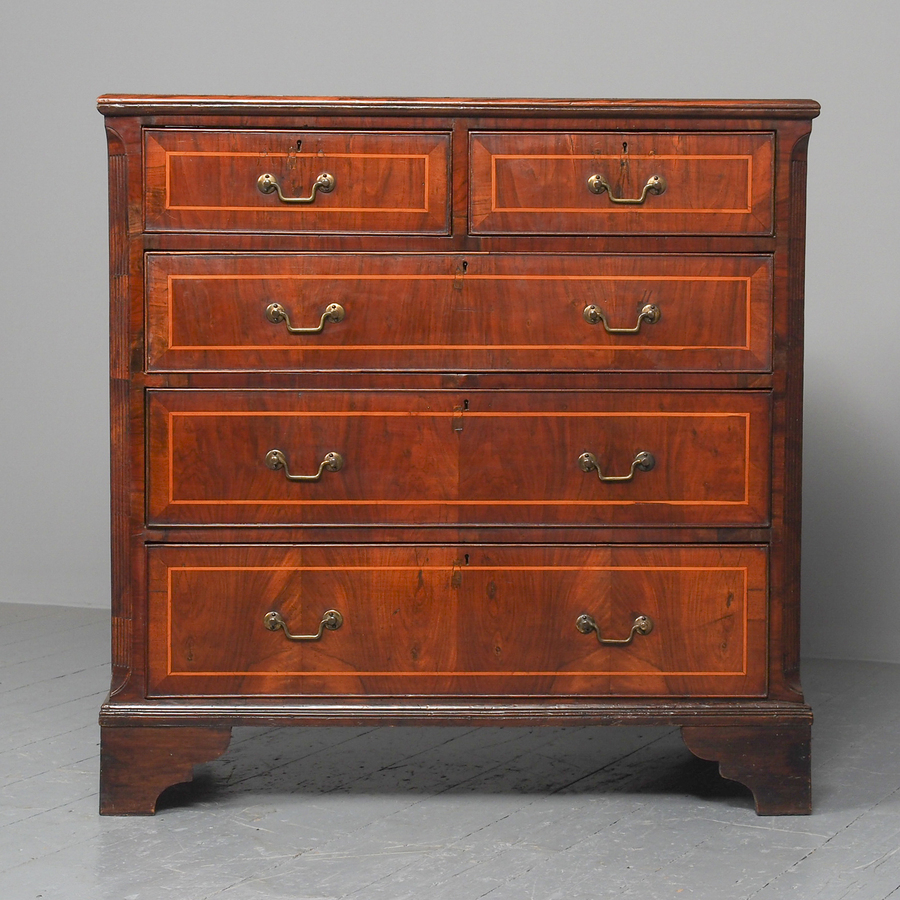 Antique George III Inlaid Walnut Chest of Drawers
