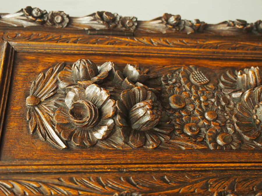 Antique Flemish Carved Oak Grandfather Clock