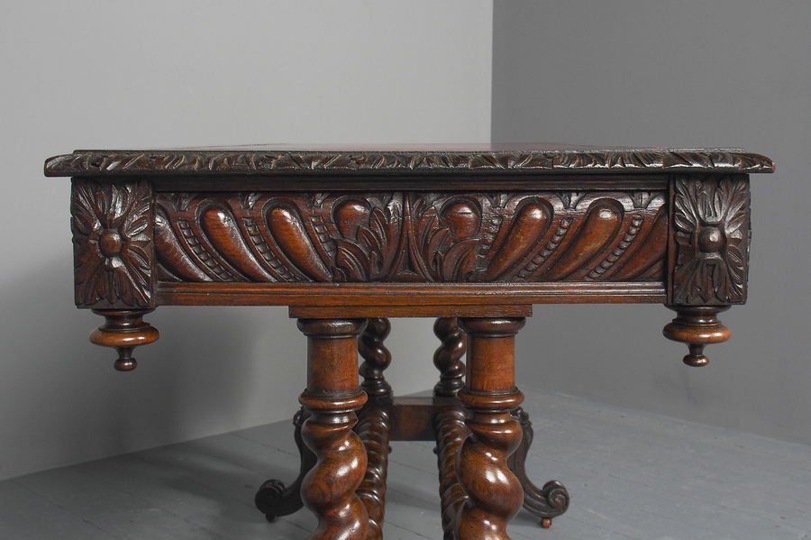 Antique Antique Oak Flemish Writing Table