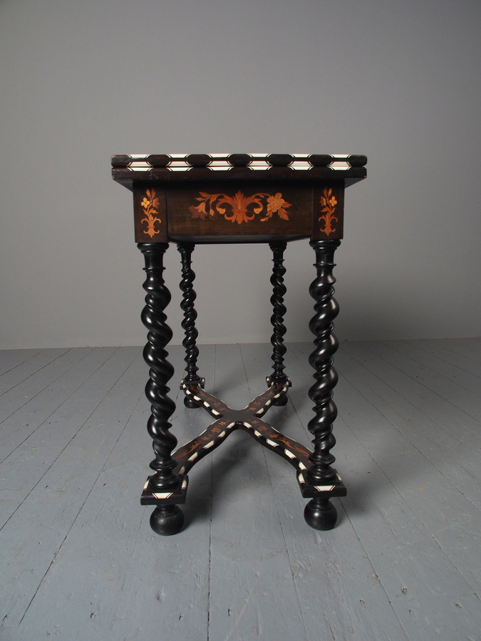 Antique North Italian Marquetry and Ebonised Walnut Games Table