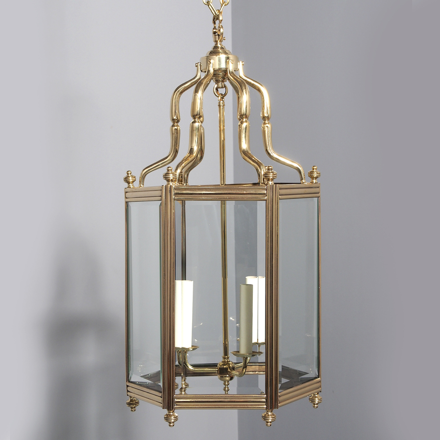 Antique Victorian Cast Brass and Copper Hall Lantern