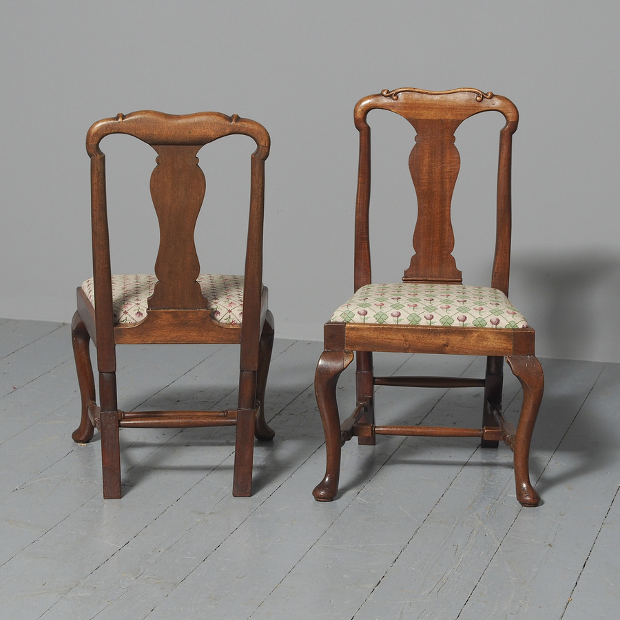 Antique Pair of Queen Anne Style Mahogany Children’s Chairs