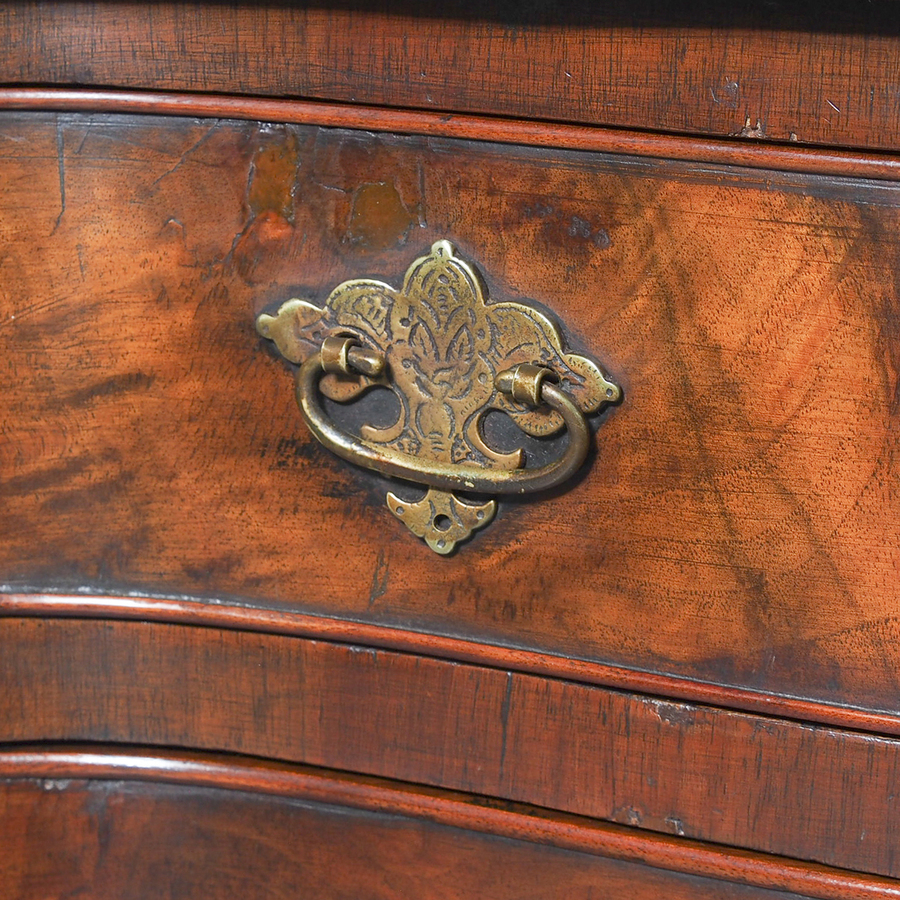 Antique Georgian Style Figured Walnut Serpentine Chest of Drawers
