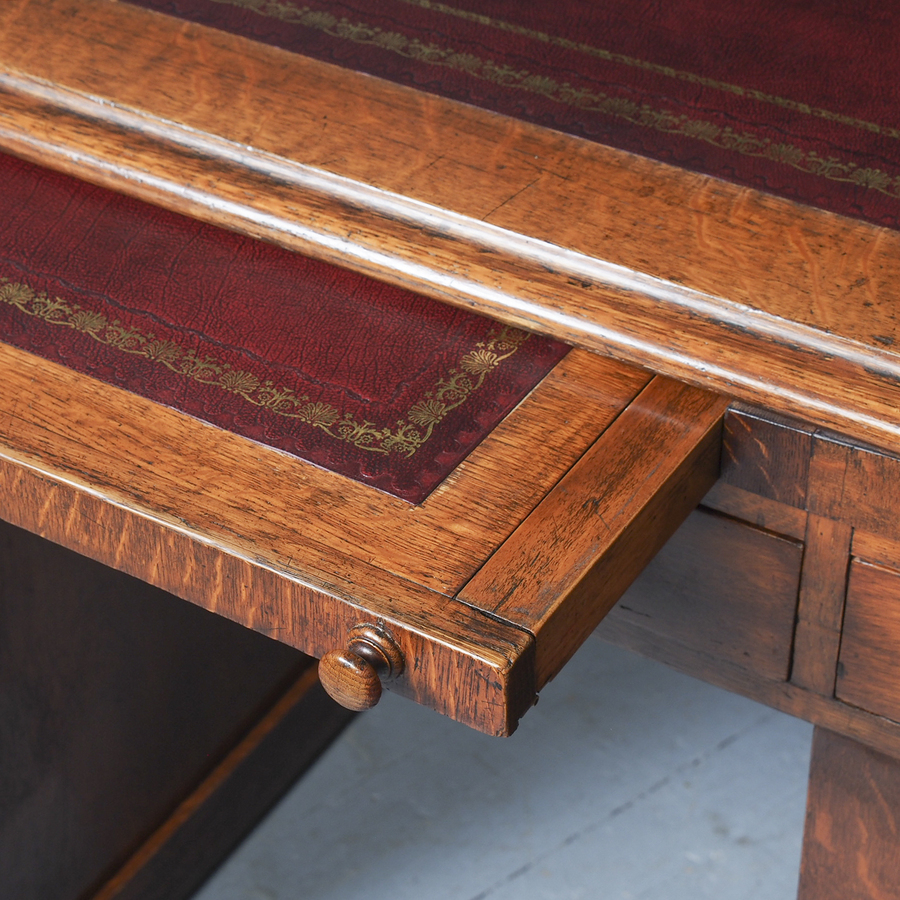 Antique Victorian Golden Oak Partners Desk