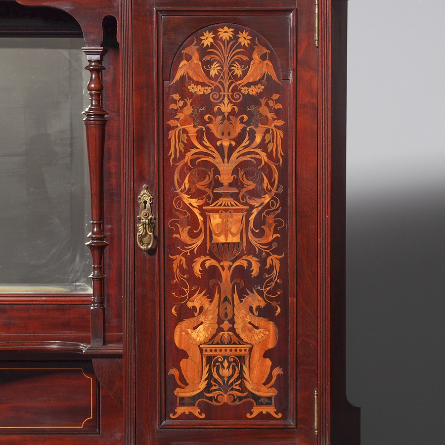 Antique Victorian Inlaid Mahogany Side Cabinet by Gillows