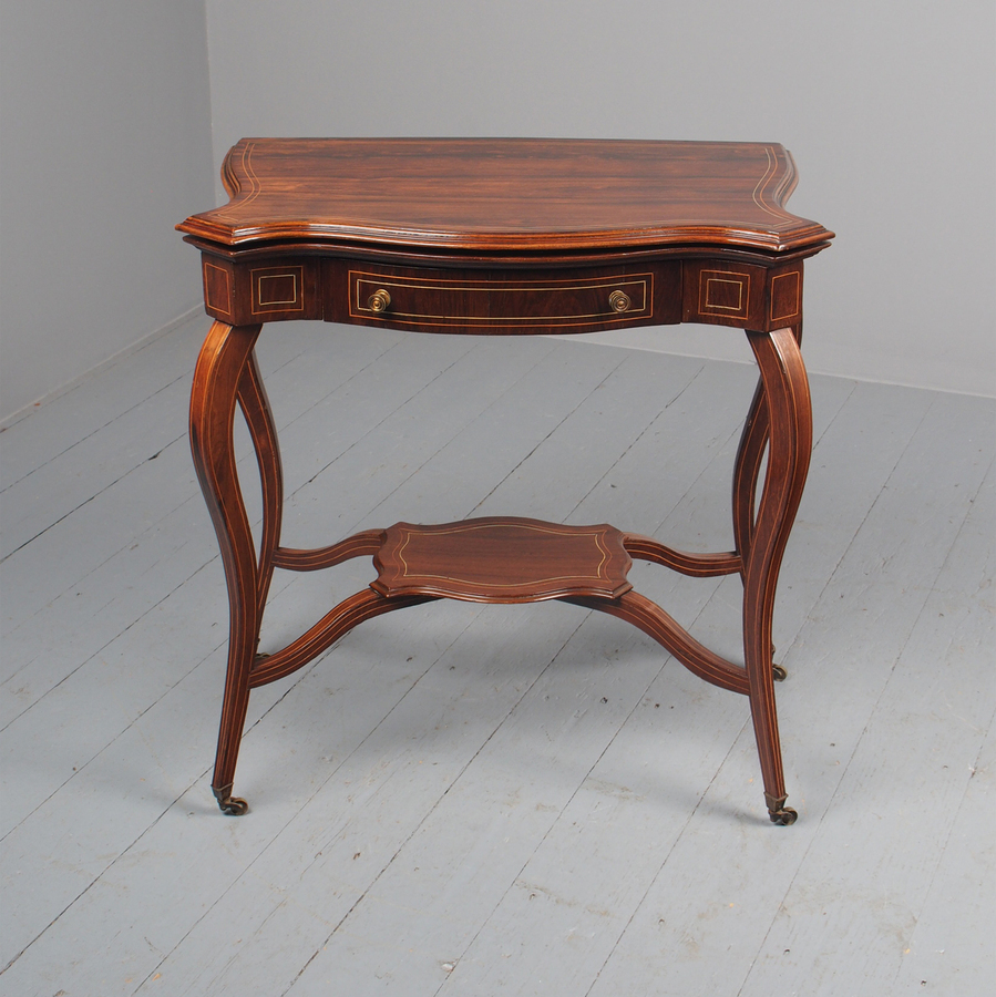 Victorian Inlaid Rosewood Serpentine Games Table