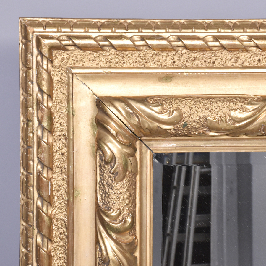 Antique Victorian Carved Giltwood Rectangular Wall Mirror
