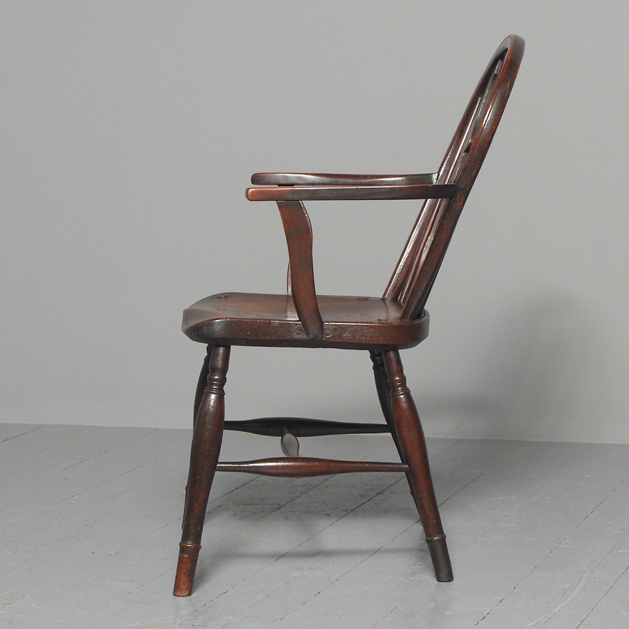 Antique Victorian Elm and Mahogany Country Chair