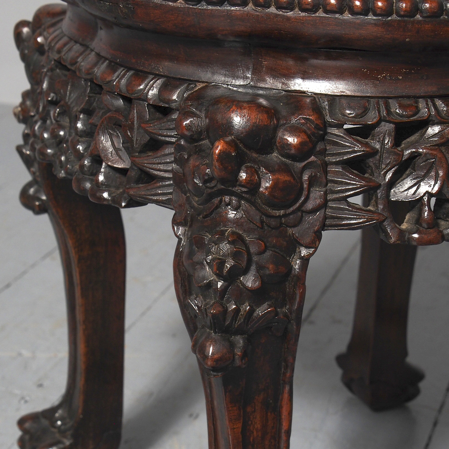 Antique Chinese Qing Dynasty Huanghuali Marble Top Table