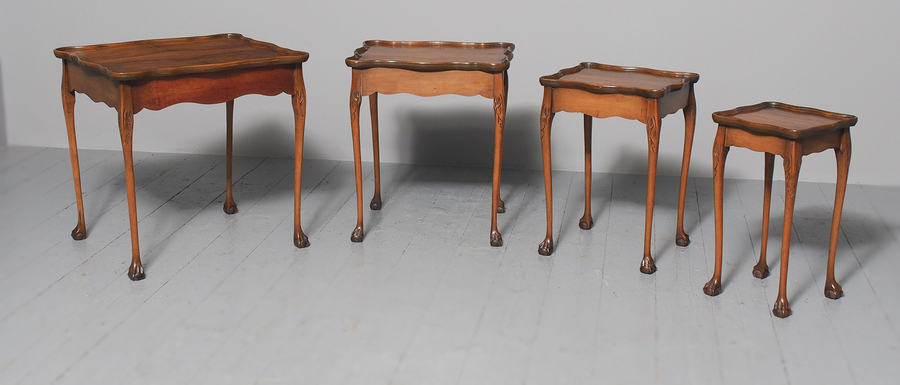 Antique Set of 4 Walnut Occasional Tables
