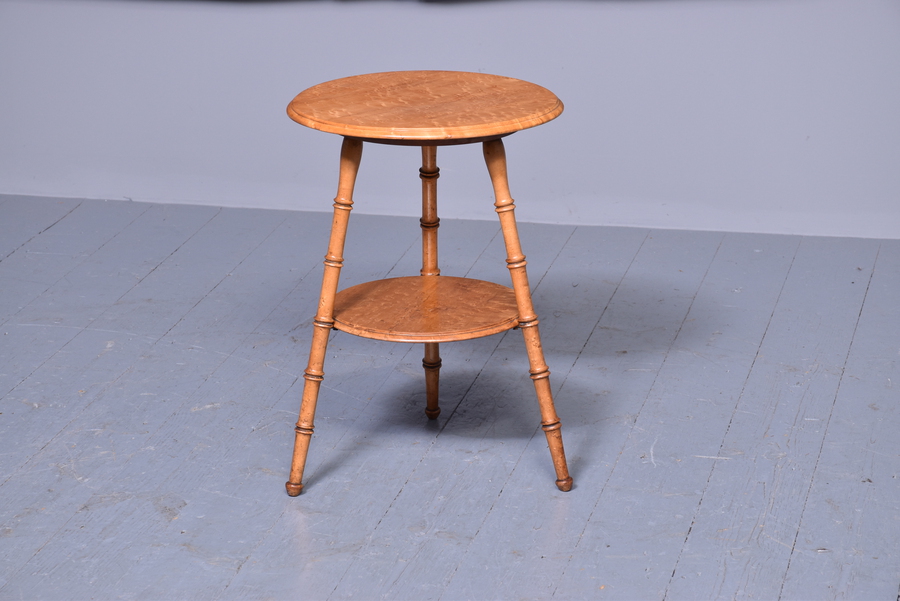 Antique Victorian two-tier bird’s Eye Maple Gypsy table