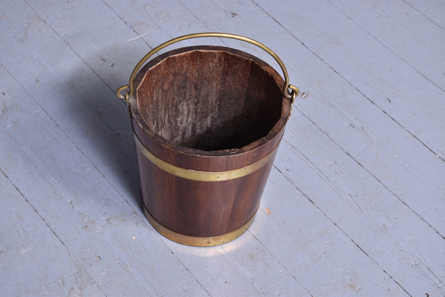Antique George III style brass bound mahogany bucket