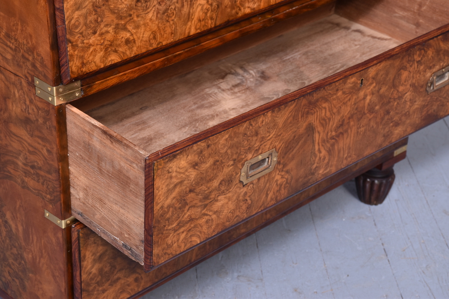 Antique Victorian Two-Part Walnut Military Chest
